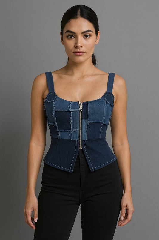 Rugged Grid Denim Bustier