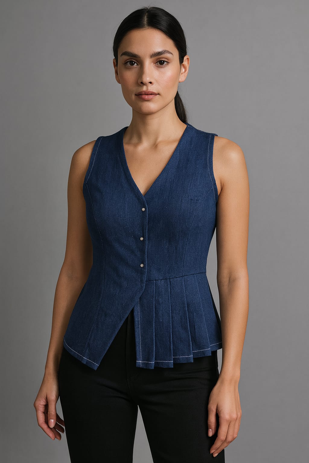 Denim Peplum Vest