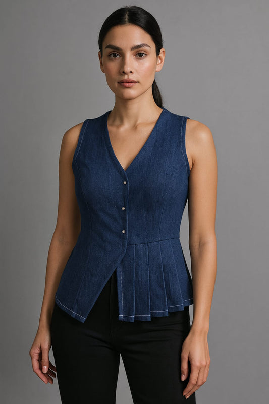 Denim Peplum Vest